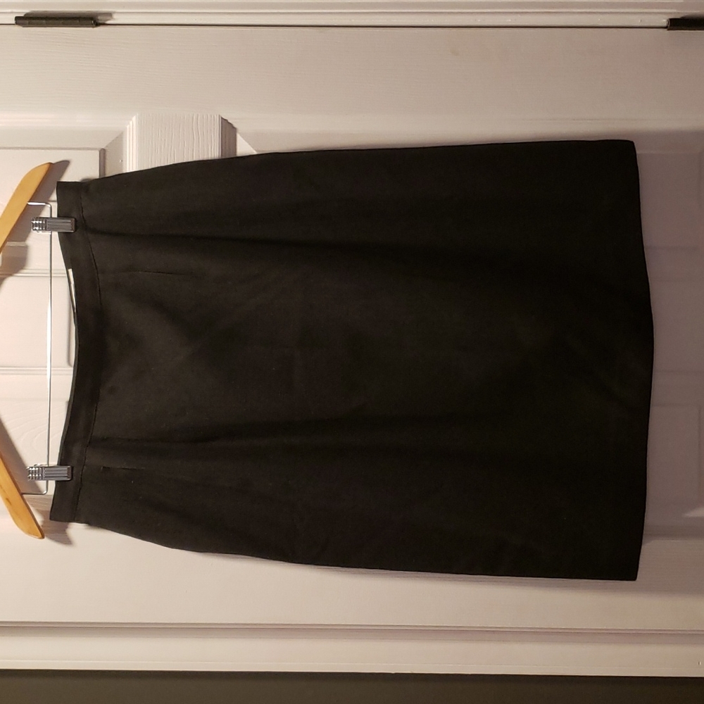 Atrium collection size 14 lined black midi dress skirt, zipper/button enclosure
